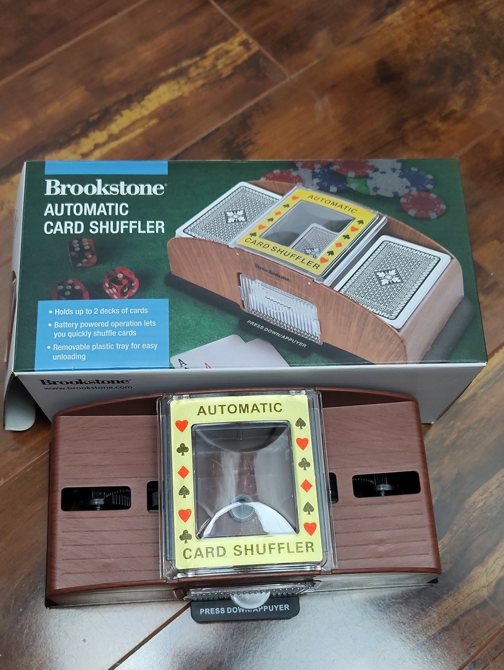 Brookstone Automatic Card Shuffler, Holds Up to 2 Decks Of Cards Battery Powered